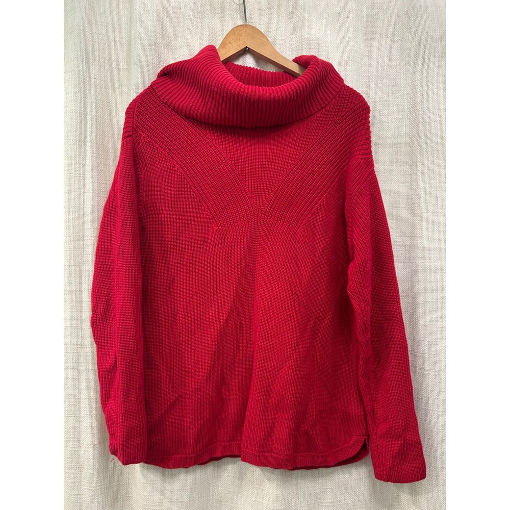 Talbots Womens M Cowl Neck Turtleneck Red Sweater